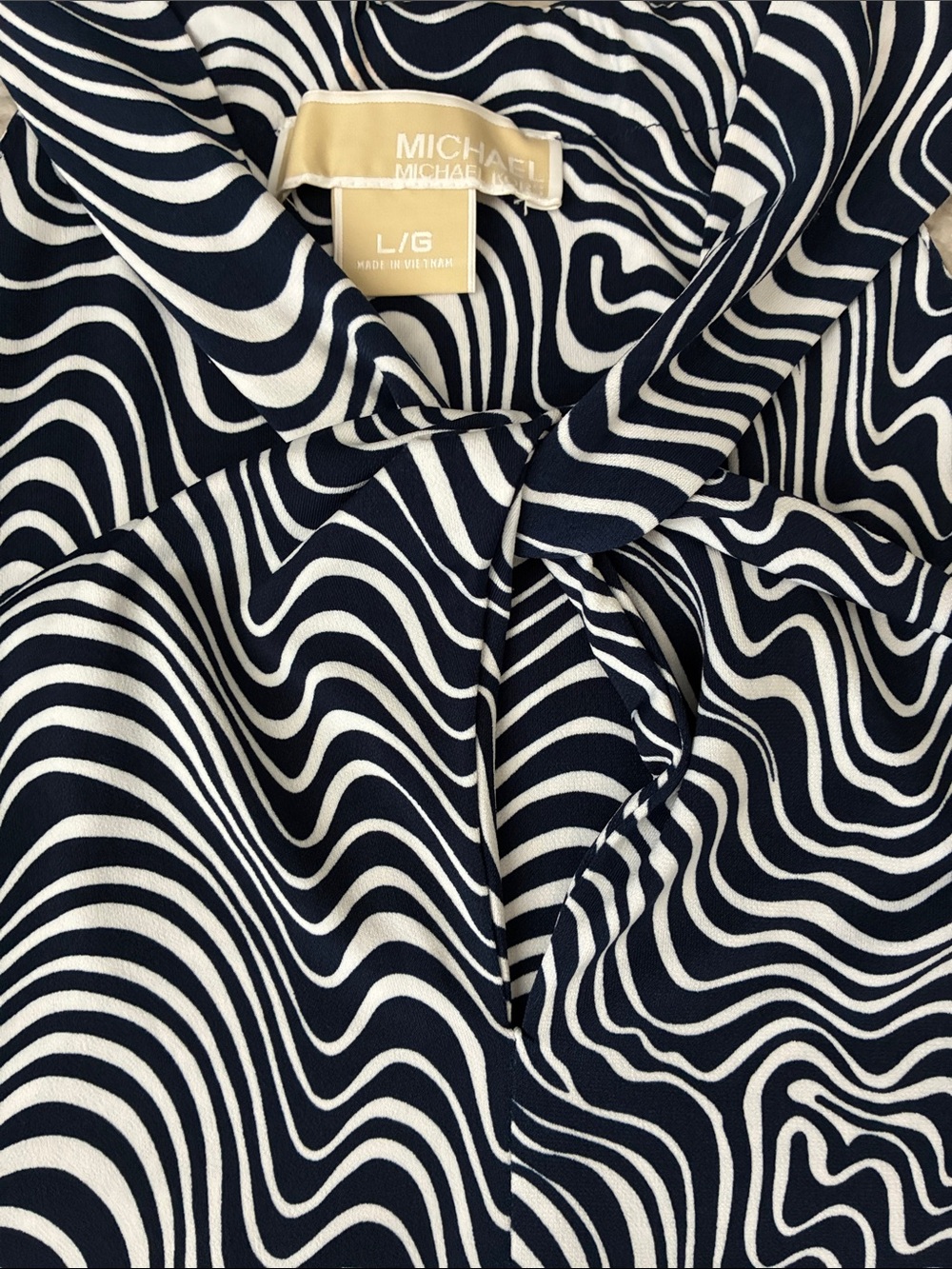 Michael Kors Navy & White Wavy Halter - Picture 4 of 5